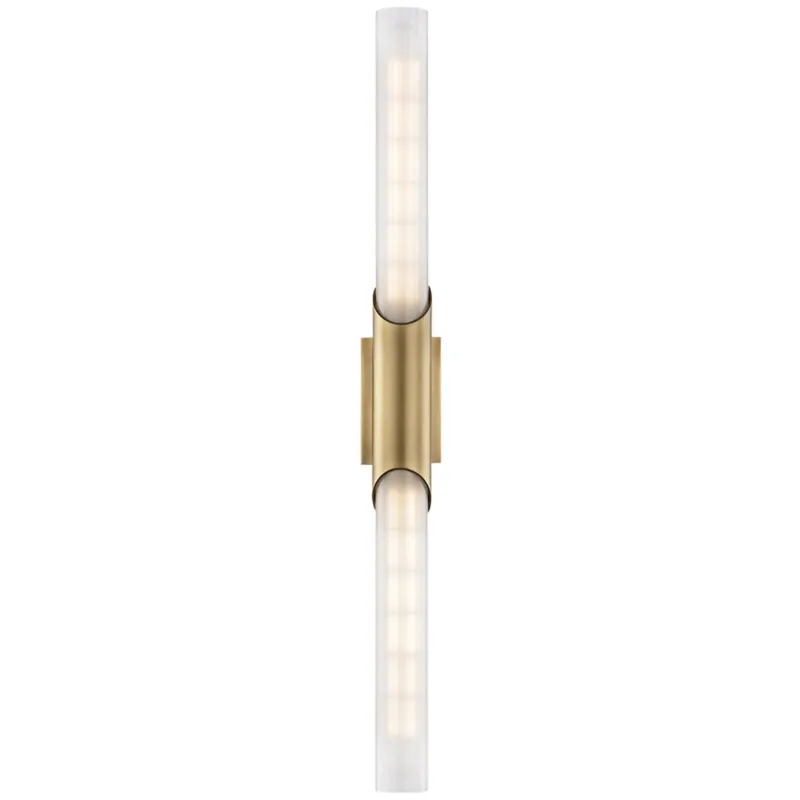 Pylon 2-Light Wall Sconce in Aged Brass 2.75W x 26.25H