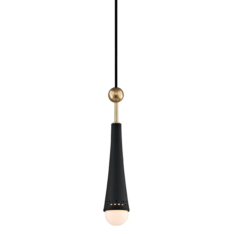 Tupelo 1-Light Pendant in Aged Brass 2.5W x 13.5H
