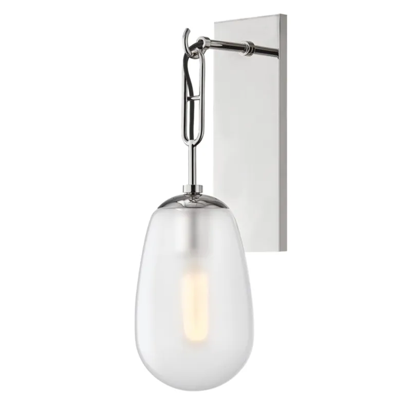 Bruckner 1-Light Wall Sconce in Polished Nickel 6W x 19.25H