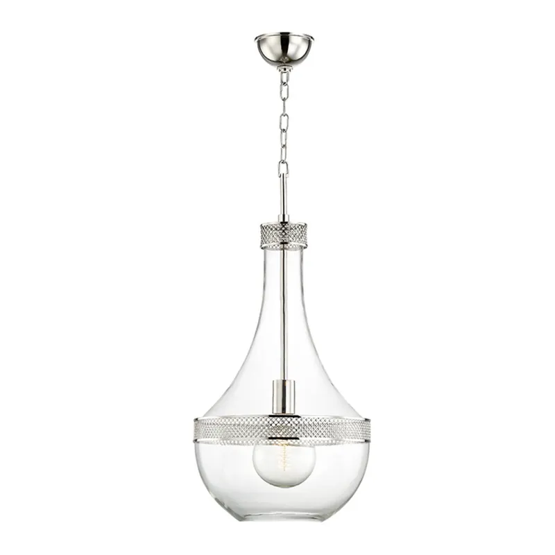 Hagen 1-Light Pendant in Polished Nickel 14W x 29.25H