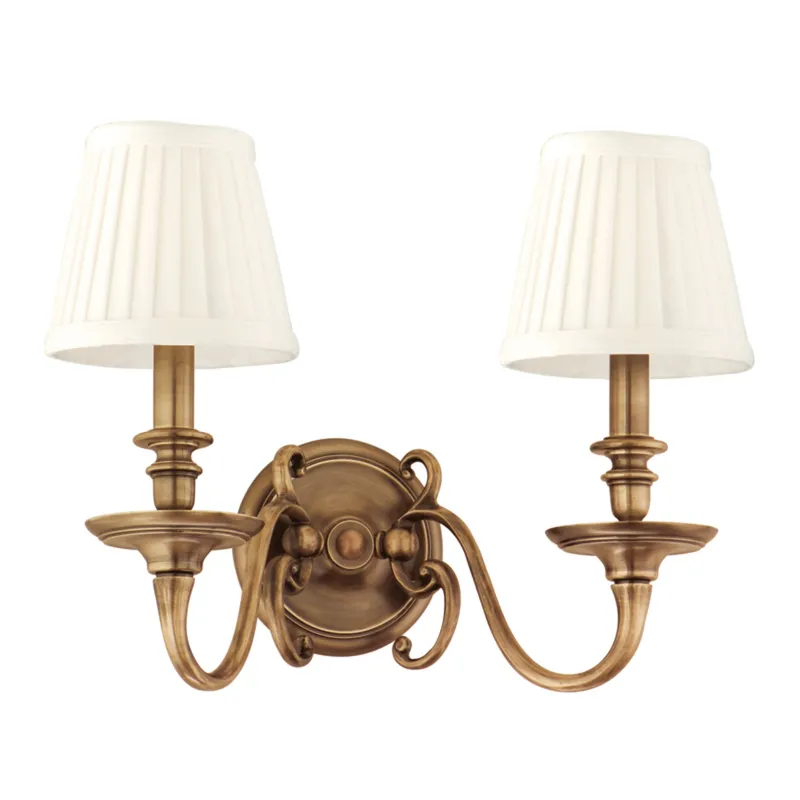 Charleston 2-Light Wall Sconce in Aged Brass 16W x 12.5H