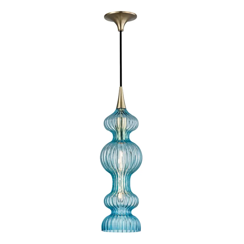 Pomfret 1-Light Pendant in Aged Brass 6W x 20.5H (1600-AGB-BL)