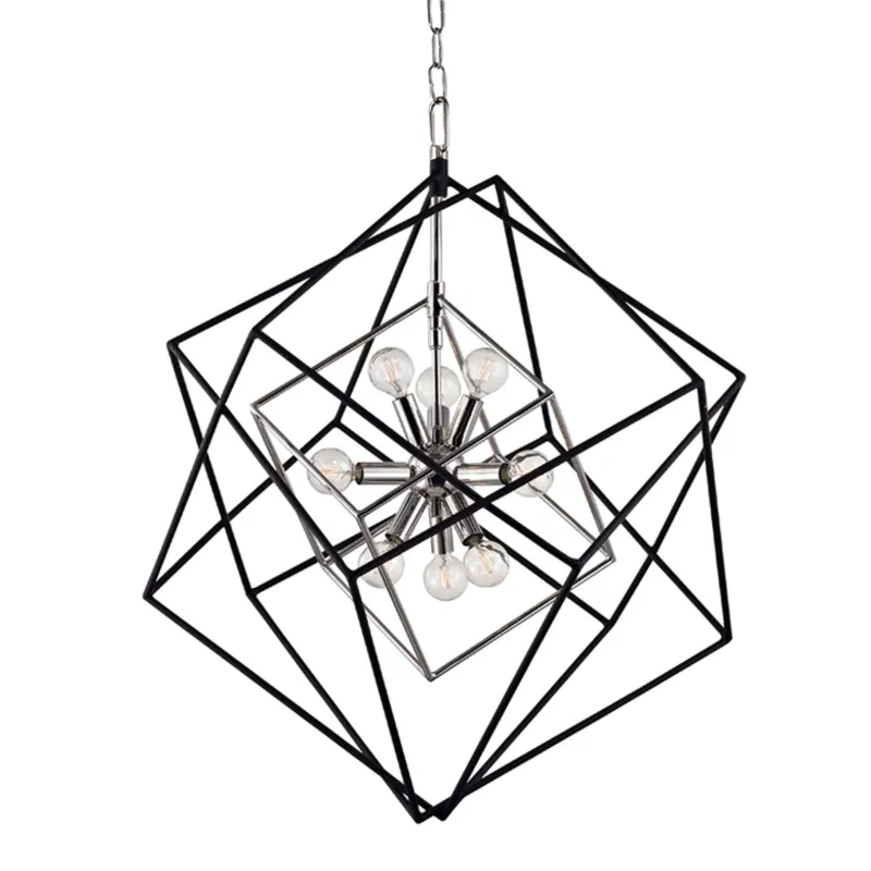 Roundout 9-Light Chandelier in Polished Nickel 26L x 26W x 30.5H