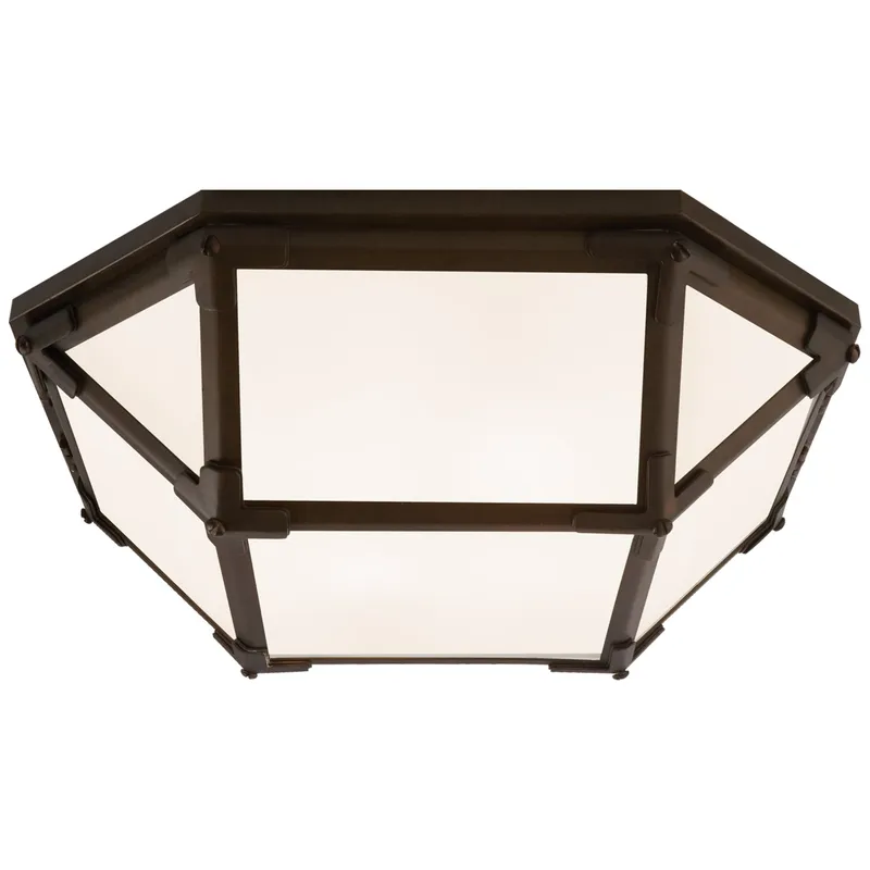 Suzanne Kasler Morris Flush Mount in Antique Zinc with White Glass Ceiling Light W15.5" x H5"