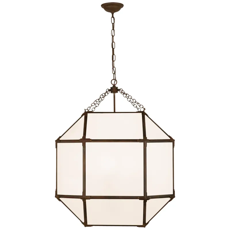 Suzanne Kasler Morris Large Lantern in Antique Zinc with White Glass Ceiling Light W23.25" x H30.25"