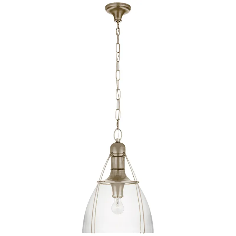 Chapman & Myers Prestwick 18" Pendant in Antique Nickel with Clear Glass Ceiling Light W18" x H26.5"