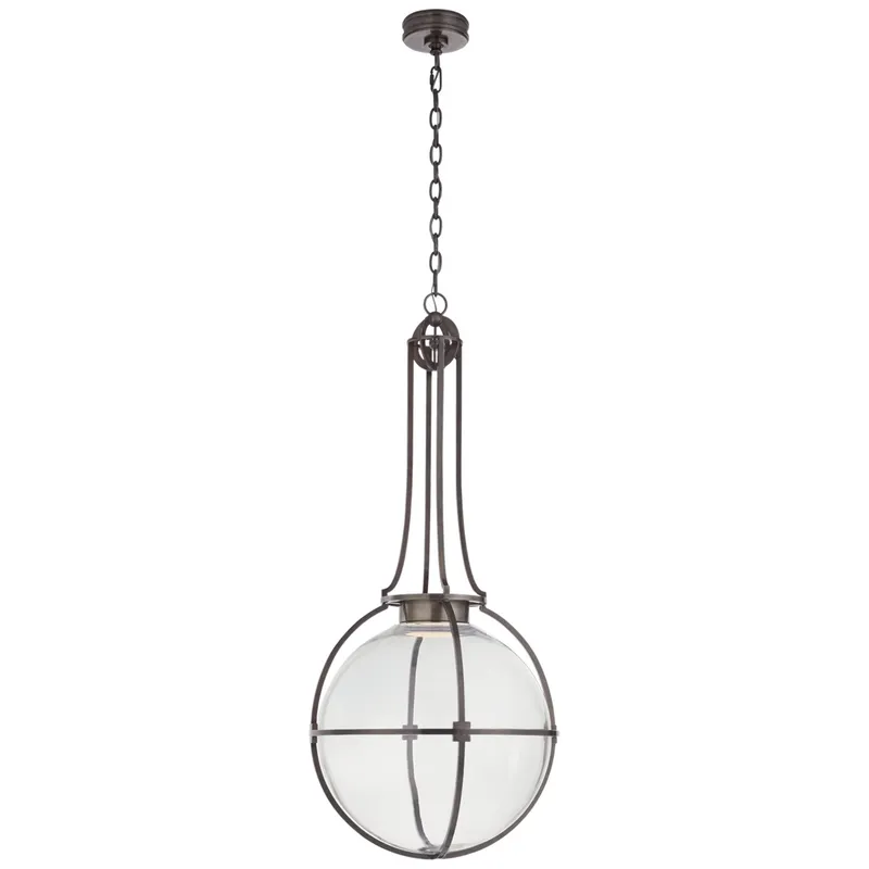 Chapman & Myers Gracie Large Captured Globe Pendant in Bronze with Clear Glass Ceiling Light W19.25" x H44"