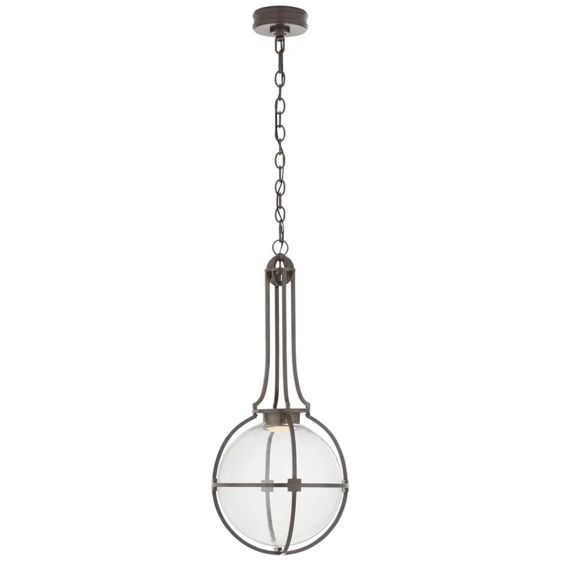 Chapman & Myers Gracie Medium Captured Globe Pendant in Bronze with Clear Glass Ceiling Light W13" x H29.5"