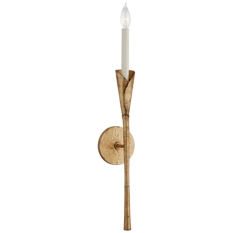 Chapman & Myers Aiden Tail Sconce in Gilded Iron Wall Light W4.5" x H22.75"