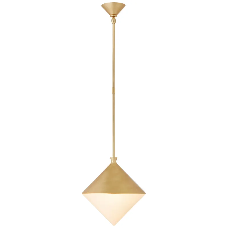 AERIN Sarnen Small Pendant in Gild with White Glass Ceiling Light W13.25"