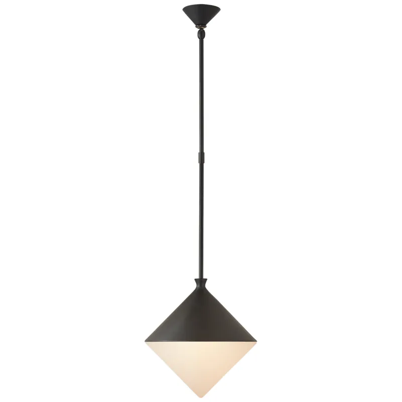 AERIN Sarnen Small Pendant in Matte Black with White Glass Ceiling Light W13.25"