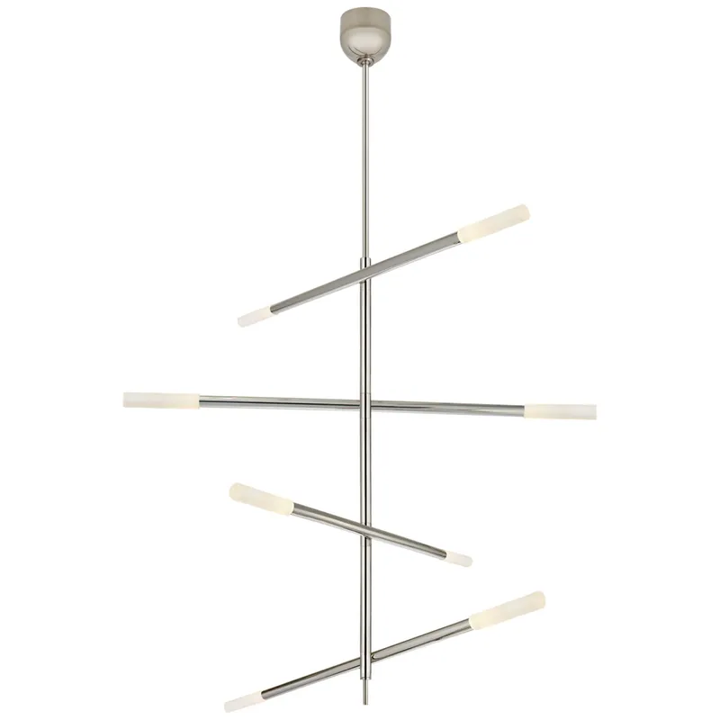 Kelly Wearstler Rousseau Large Articulating Chandelier in Polished Nickel with Etched Crystal Ceiling Light W3" - 48"
