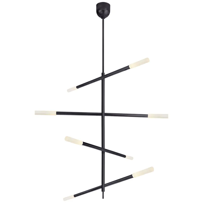 Kelly Wearstler Rousseau Large Articulating Chandelier in Bronze with Etched Crystal Ceiling Light W3" - 48"