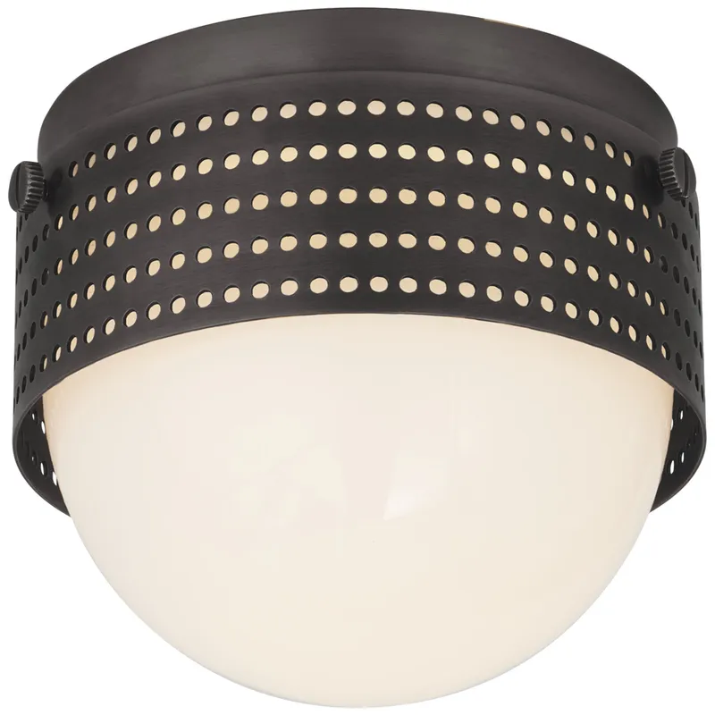 Kelly Wearstler Precision 4.5" Solitaire in Bronze with White Glass Ceiling Light W4.75" x H4"