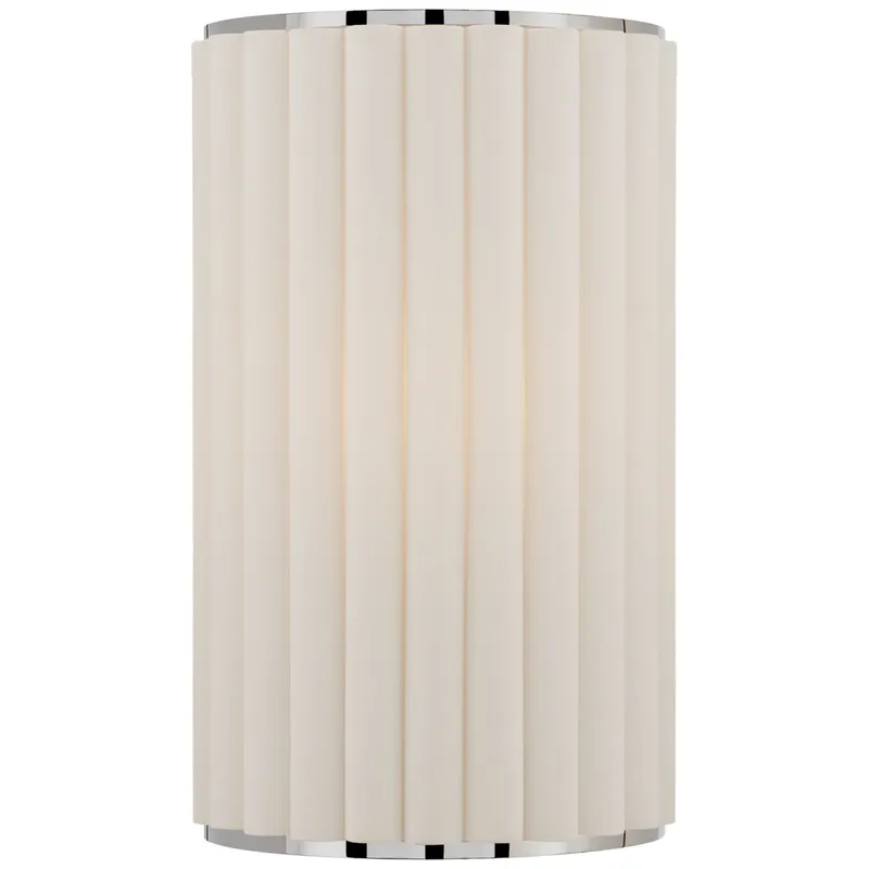 Ian K. Fowler Palati Small Sconce in Polished Nickel with Linen Shade Wall Light W8.5" x H14"
