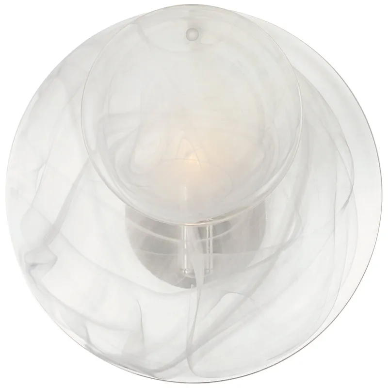 AERIN Loire Small Sconce in Polished Nickel with White Strie Glass Wall Light W12" x H12"