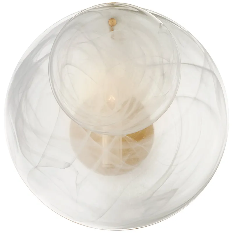 AERIN Loire Small Sconce in Gild with White Strie Glass Wall Light W12" x H12"
