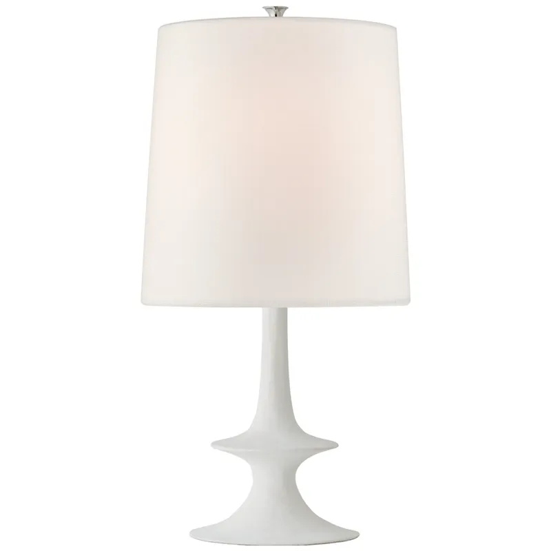 AERIN Lakmos Medium Table Lamp in Plaster White with Linen Shade W13.5" x H26.25"