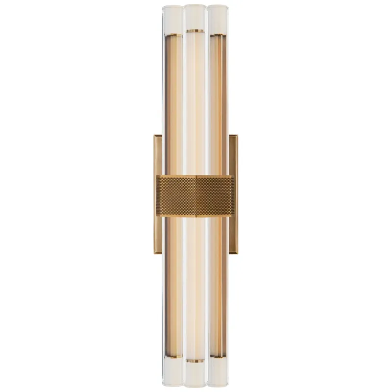 Lauren Rottet Fascio 18" Sconce in Hand-Rubbed Antique Brass with Crystal Wall Light W4.25" x H18"