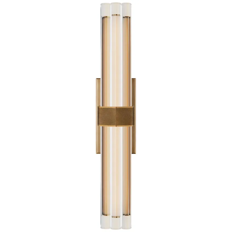 Lauren Rottet Fascio 24" Sconce in Hand-Rubbed Antique Brass with Crystal Wall Light W4.25" x H24"