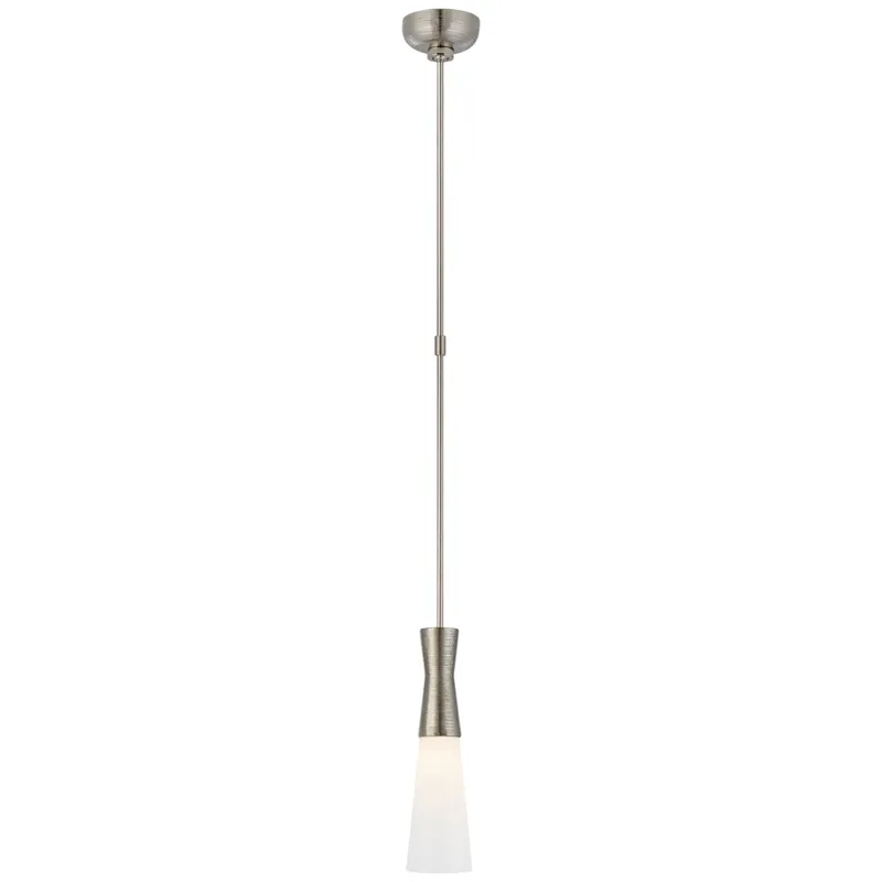 Kelly Wearstler Utopia 4" Pendant in Polished Nickel with White Glass Ceiling Light W4"