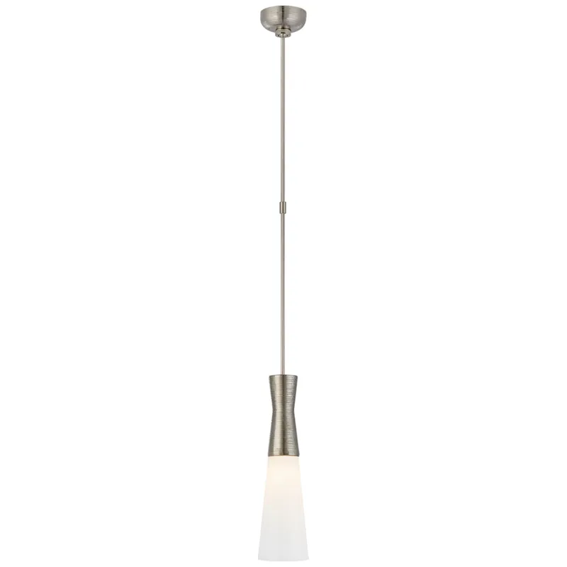 Kelly Wearstler Utopia Medium Pendant in Polished Nickel with White Glass Ceiling Light W5"