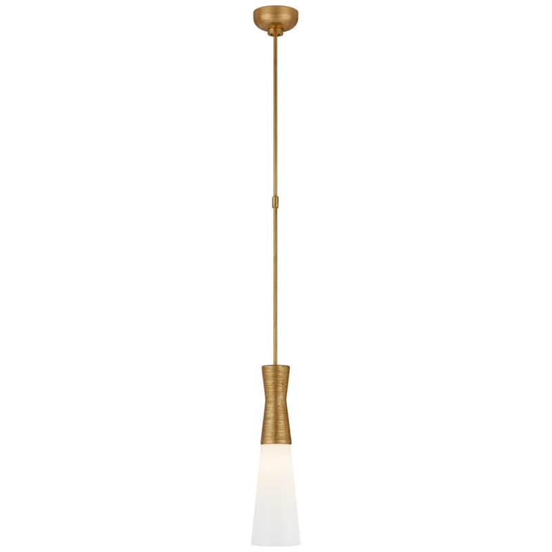 Kelly Wearstler Utopia Medium Pendant in Gild with White Glass Ceiling Light W5"