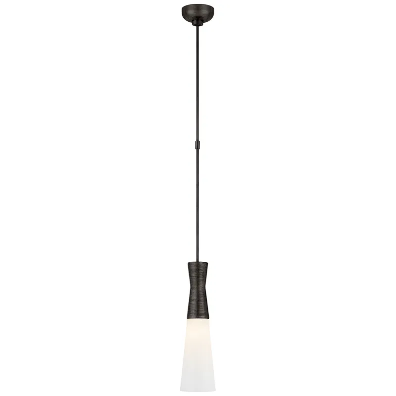 Kelly Wearstler Utopia Medium Pendant in Aged Iron with White Glass Ceiling Light W5"