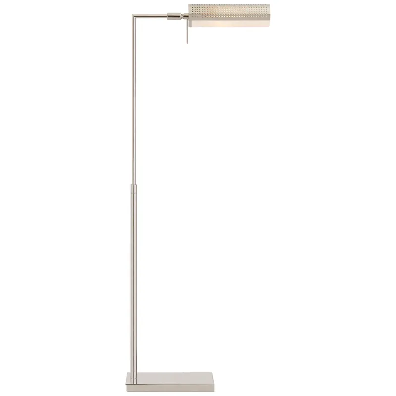 Kelly Wearstler Precision Pharmacy Floor Lamp in Polished Nickel with White Glass W6" x H39.5" - 43"