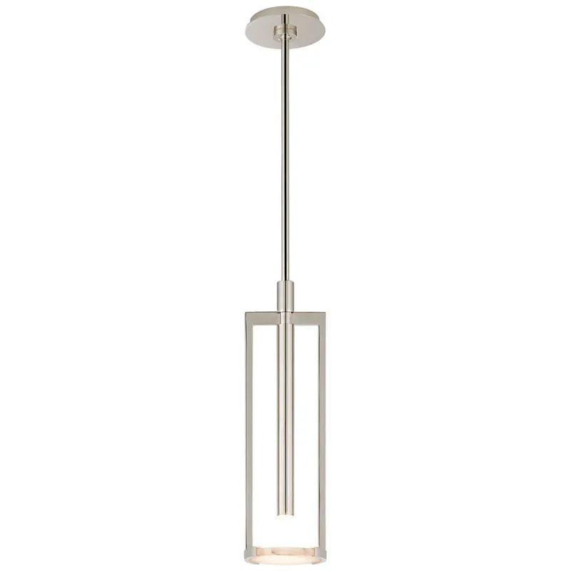 Kelly Wearstler Melange Small Floating Disc Pendant in Polished Nickel with Alabaster Ceiling Light W5"