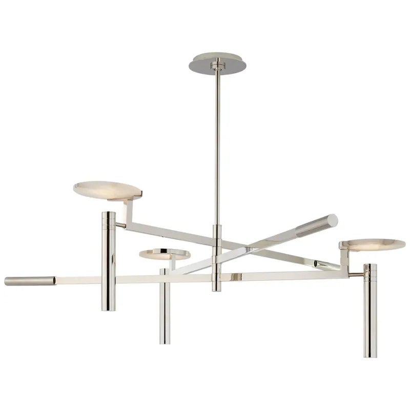 Kelly Wearstler Melange Large Floating Disc Chandelier in Polished Nickel with Alabaster Ceiling Light W44.75"