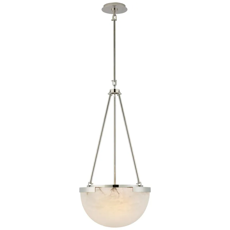 Kelly Wearstler Melange Small Pendant in Polished Nickel with Alabaster Ceiling Light W15"