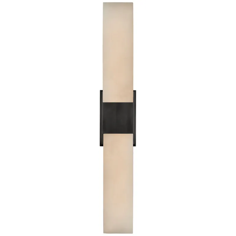 Kelly Wearstler Covet Double Box Sconce in Bronze with Alabaster Wall Light W4.25" x H26"