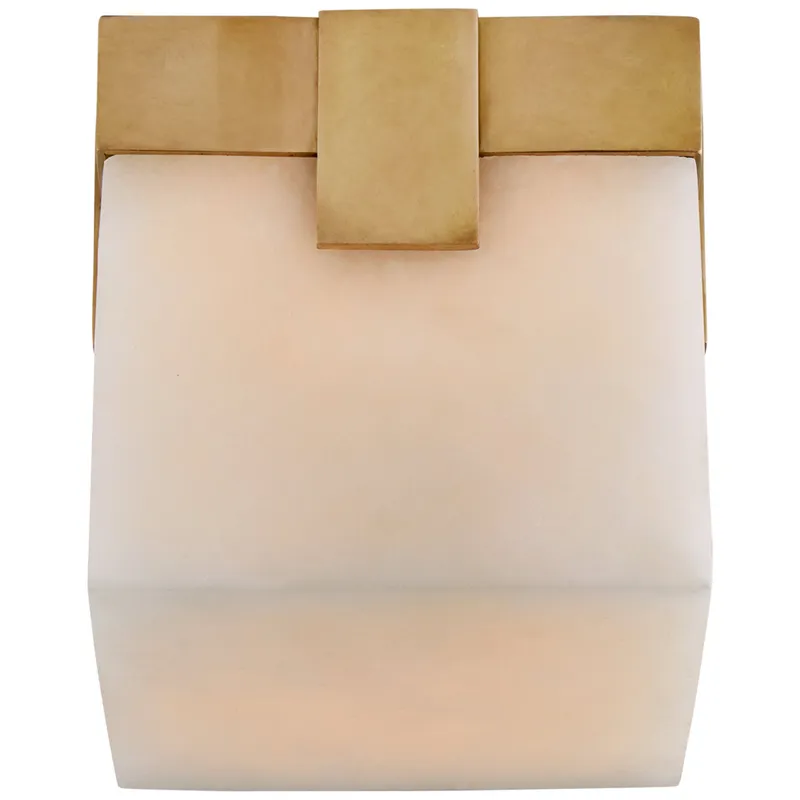 Kelly Wearstler Covet 4.75" Solitaire Flush Mount in Antique-Burnished Brass with Alabaster Ceiling Light W4.75" x H4.5"