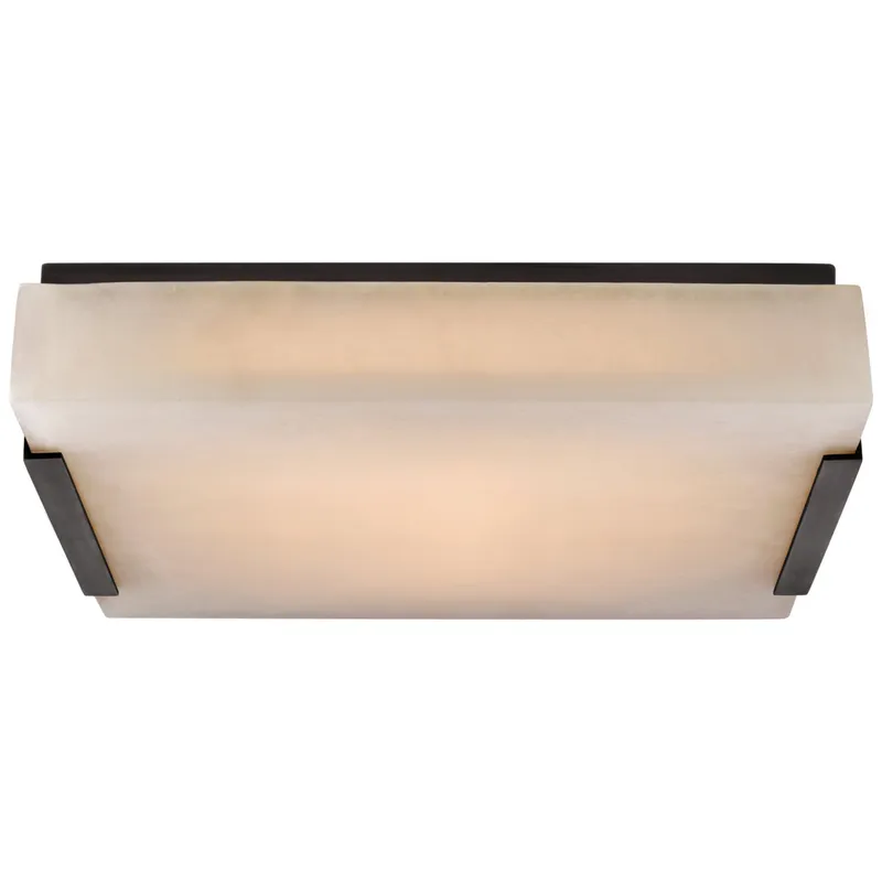 Kelly Wearstler Covet Medium Flush Mount in Bronze with Alabaster Ceiling Light W14.25" x H2.75"