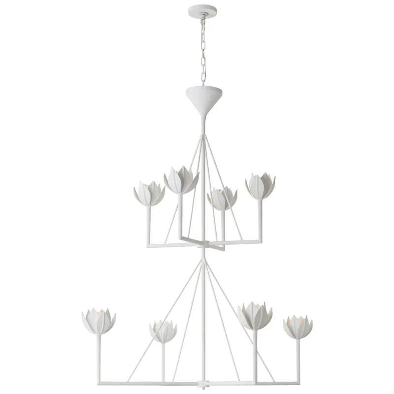 Julie Neill Alberto Large Two Tier Chandelier in Plaster White Ceiling Light W48" x H57.5"