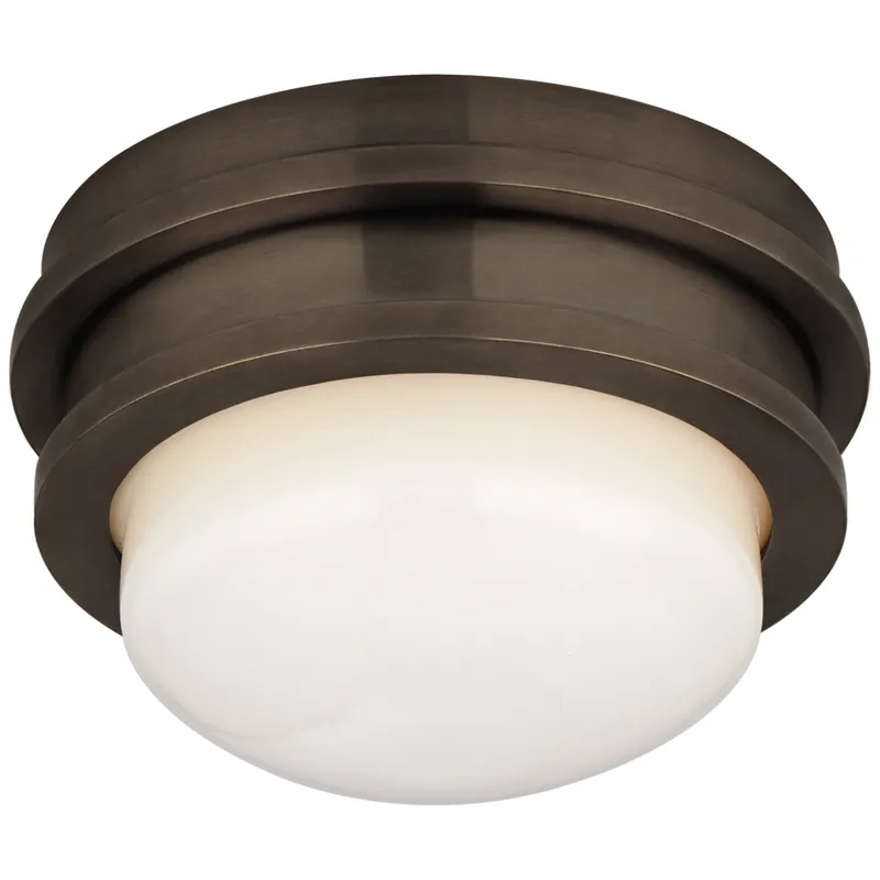 Chapman & Myers Launceton 5" Solitaire Flush Mount in Bronze with White Glass Ceiling Light W5" x H3.25"