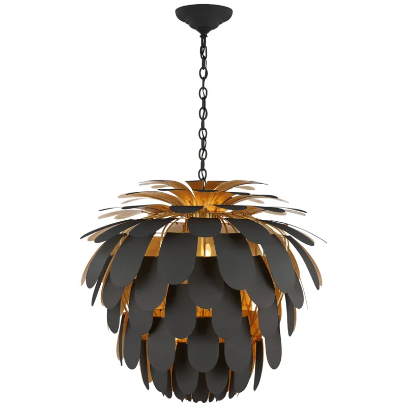 Chapman & Myers Cynara Grande Chandelier in Matte Black and Gild Ceiling Light W36.5" x H33"