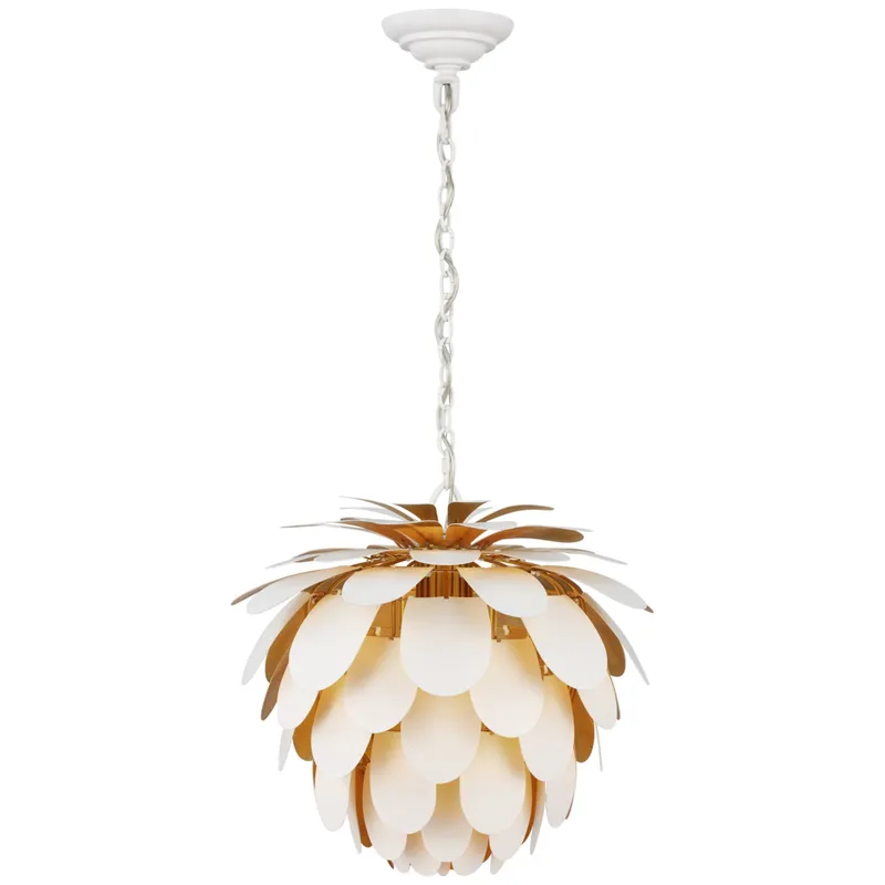 Chapman & Myers Cynara Small Chandelier in White and Gild Ceiling Light W16.75" x H15.25"