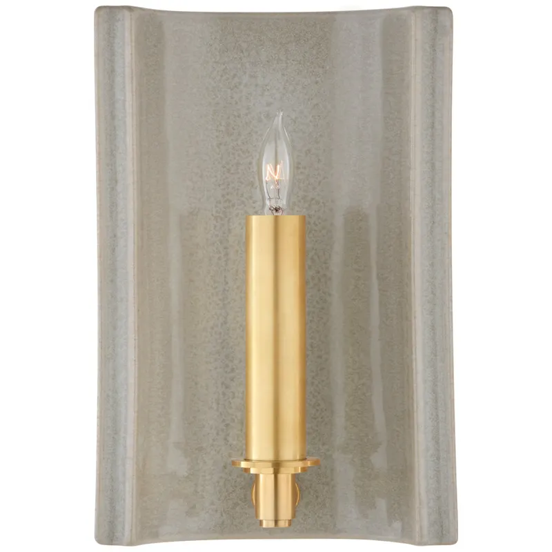 Christopher Spitzmiller Leeds Small Rectangle Sconce in Shellish Gray Wall Light W7" x H10.5"