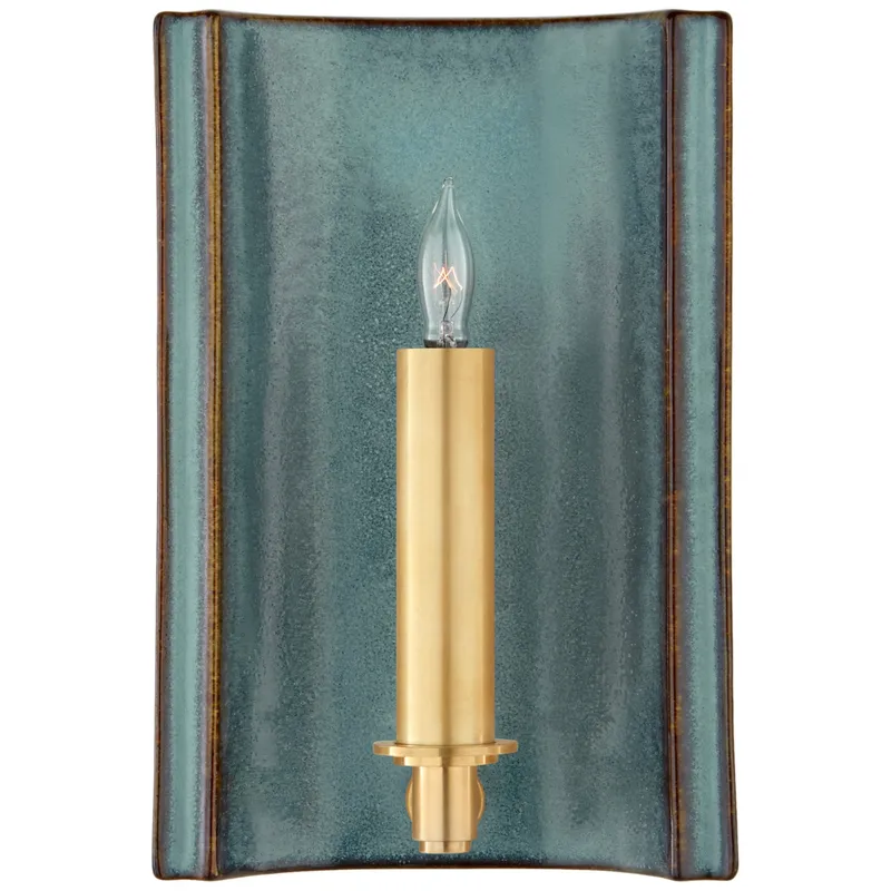 Christopher Spitzmiller Leeds Small Rectangle Sconce in Oslo Blue Wall Light W7" x H10.5"