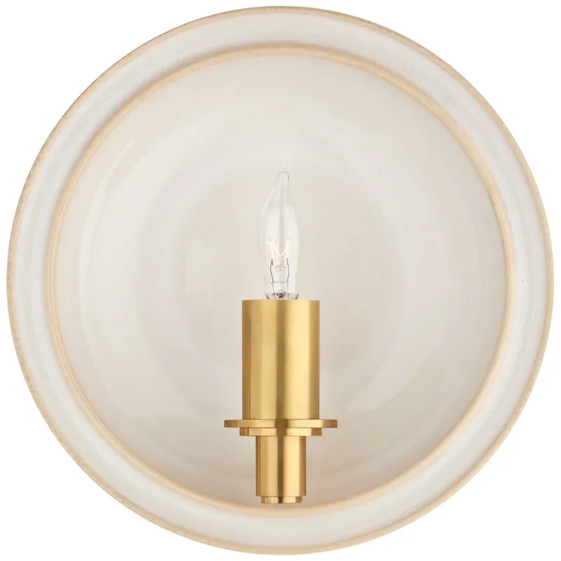 Christopher Spitzmiller Leeds Small Round Sconce in Ivory Wall Light W8.25" x H8.25"