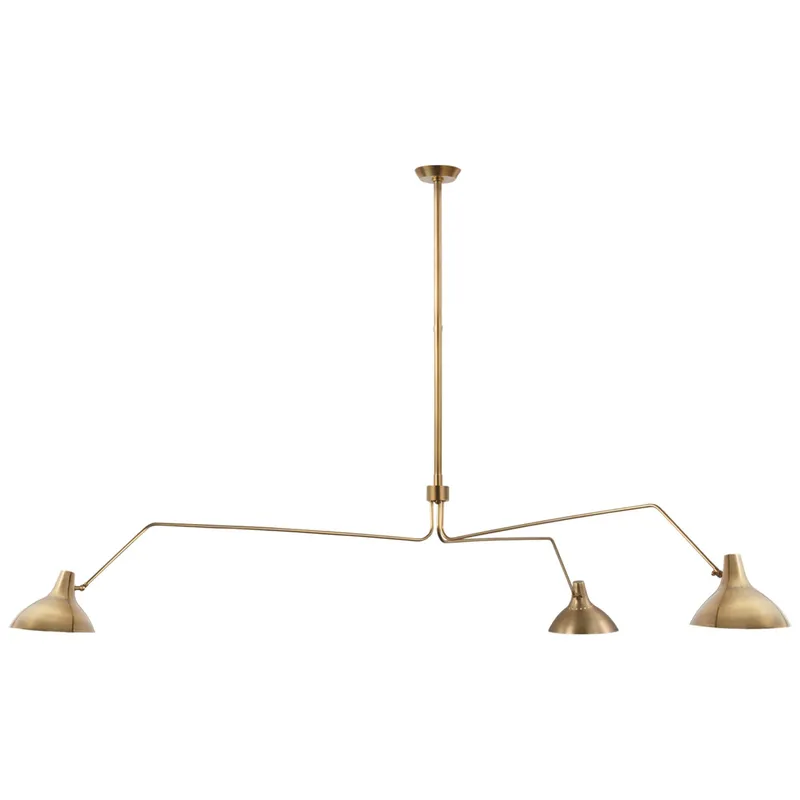 AERIN Charlton Grande Triple Arm Chandelier in Hand-Rubbed Antique Brass Ceiling Light W96"