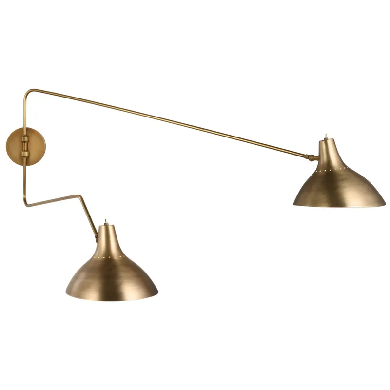 AERIN Charlton Large Double Wall Light in Hand-Rubbed Antique Brass W9" - 86.5" x H20.5"