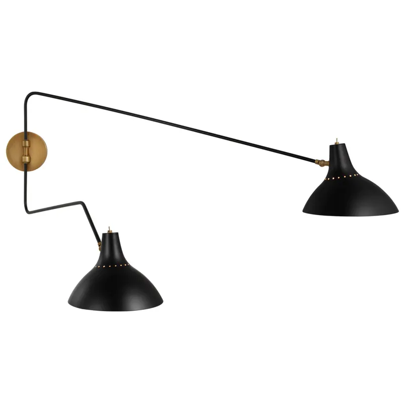 AERIN Charlton Large Double Wall Light in Black W9" - 86.5" x H20.5"