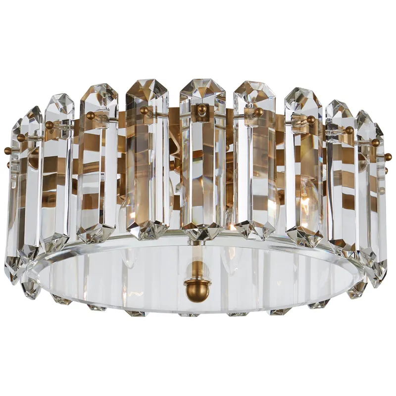 AERIN Bonnington Medium Flush Mount in Hand-Rubbed Antique Brass Ceiling Light W18" x H8.5"