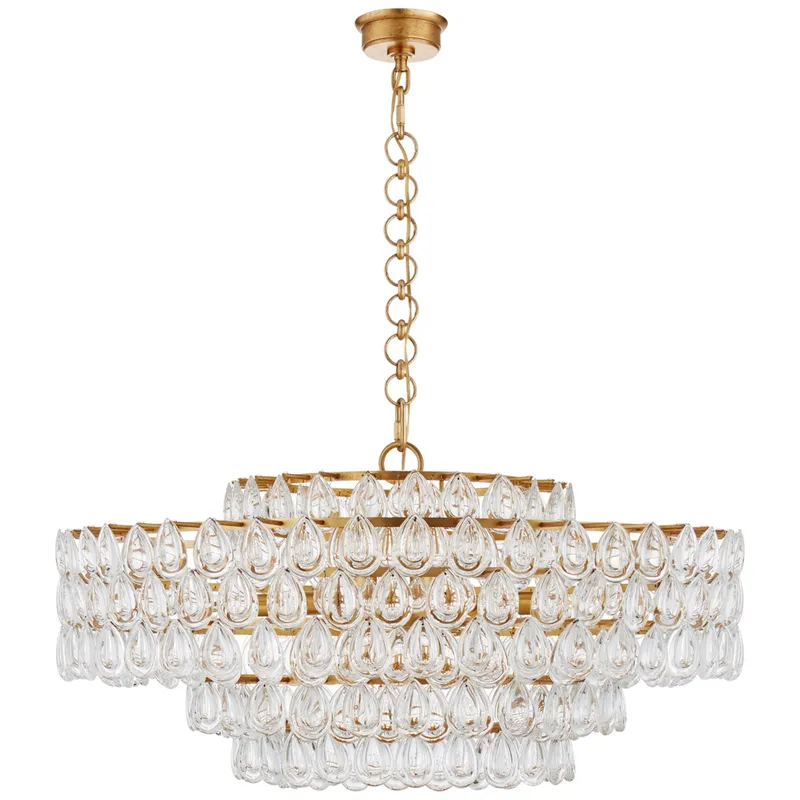 AERIN Liscia Large Chandelier in Gild with Crystal Ceiling Light W36" x H20.75"