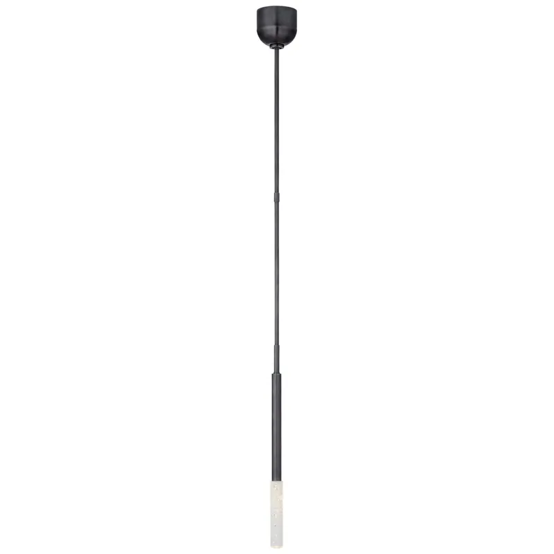 Kelly Wearstler Rousseau Single Pendant in Bronze with Seeded Glass Ceiling Light W1.25"