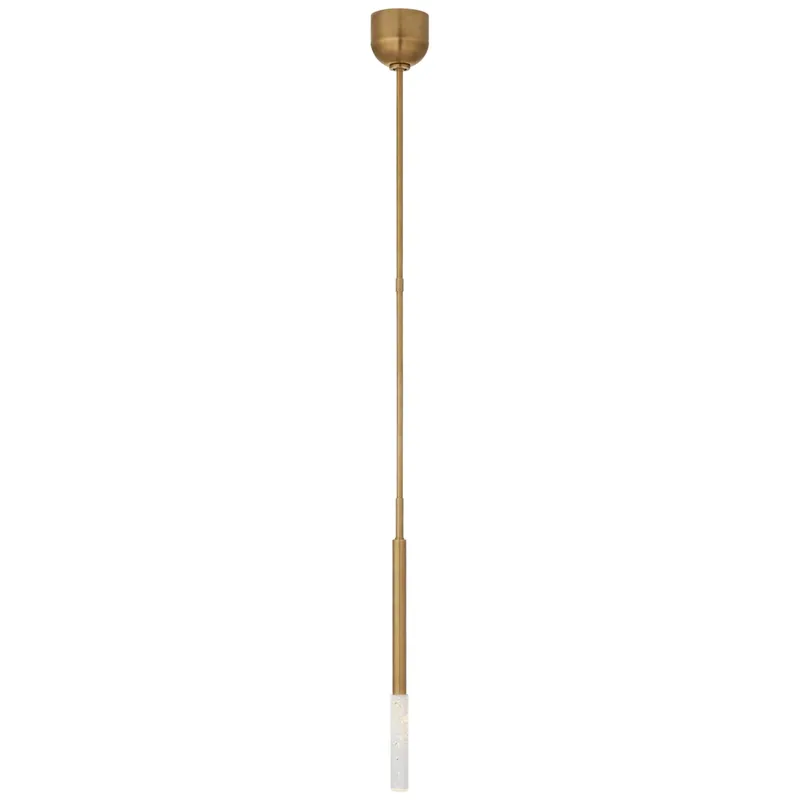 Kelly Wearstler Rousseau Single Pendant in Antique-Burnished Brass with Seeded Glass Ceiling Light W1.25"