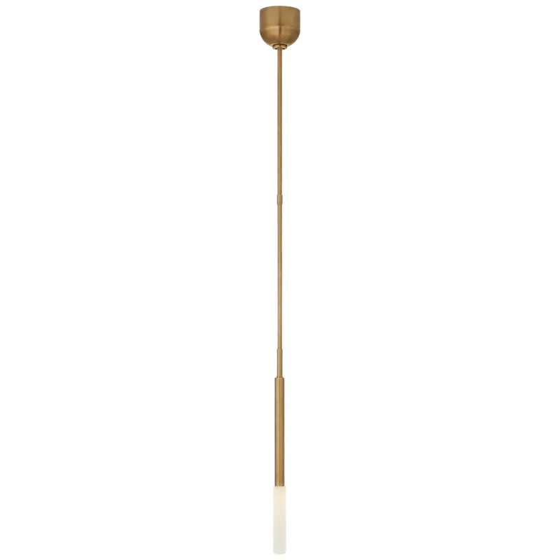 Kelly Wearstler Rousseau Single Pendant in Antique-Burnished Brass with Etched Crystal Ceiling Light W1.25"